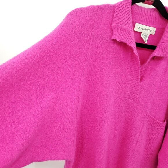 VTG Outlander Lambswool/Angora-Blend Polo Neck Relaxed Fit Sweater Dress M Pink - Picture 5 of 13
